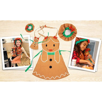 Plushible.comDoll & Action Figure AccessoriesHoliday Outfit Set | Matching Gingerbread 18 Inch Doll & Child's Apron
