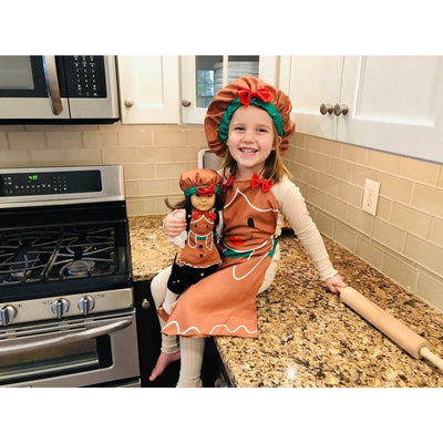 Plushible.comDoll & Action Figure AccessoriesHoliday Outfit Set | Matching Gingerbread 18 Inch Doll & Child's Apron