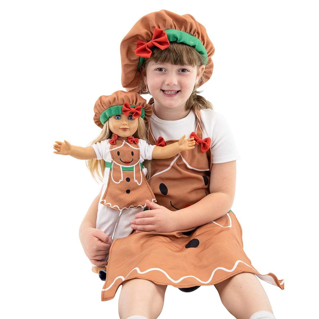 Plushible.comDoll & Action Figure AccessoriesHoliday Outfit Set | Matching Gingerbread 18 Inch Doll & Child's Apron