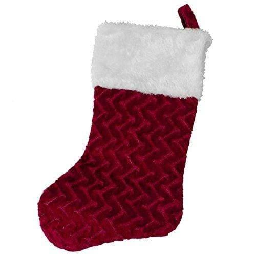 Home for the Holidays Christmas Home for the Holidays Red Plush Stocking with White Top