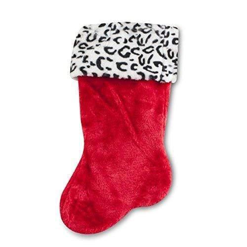 Home for the Holidays Christmas Home for the Holidays Soft White Leopard Animal Print Stocking 18in