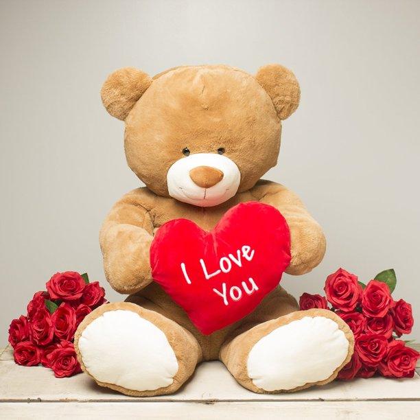 Plushible.comStuffed AnimalsI Love You Bear by Gitzy 35 Inch Jumbo Plush Teddy Bear