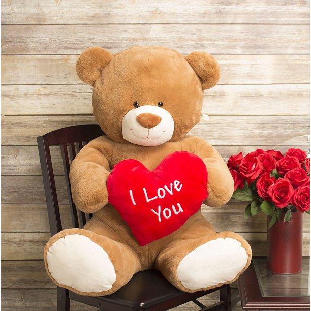 Plushible.comStuffed AnimalsI Love You Bear by Gitzy 35 Inch Jumbo Plush Teddy Bear