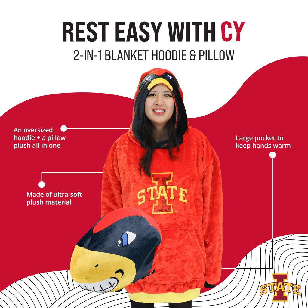 Plushible.comSnugiblesIowa State University Cy the Cardinal Snugible | Blanket Hoodie & Pillow