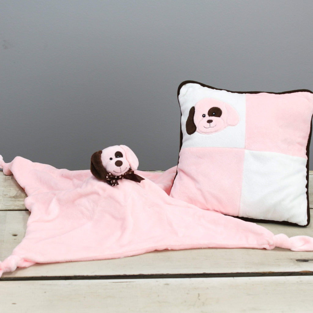 Plushible.comBaby Gift Sets"Jean" the 20in Pink Puppy Pillow and Cuddle Blanket Set by KidKraft