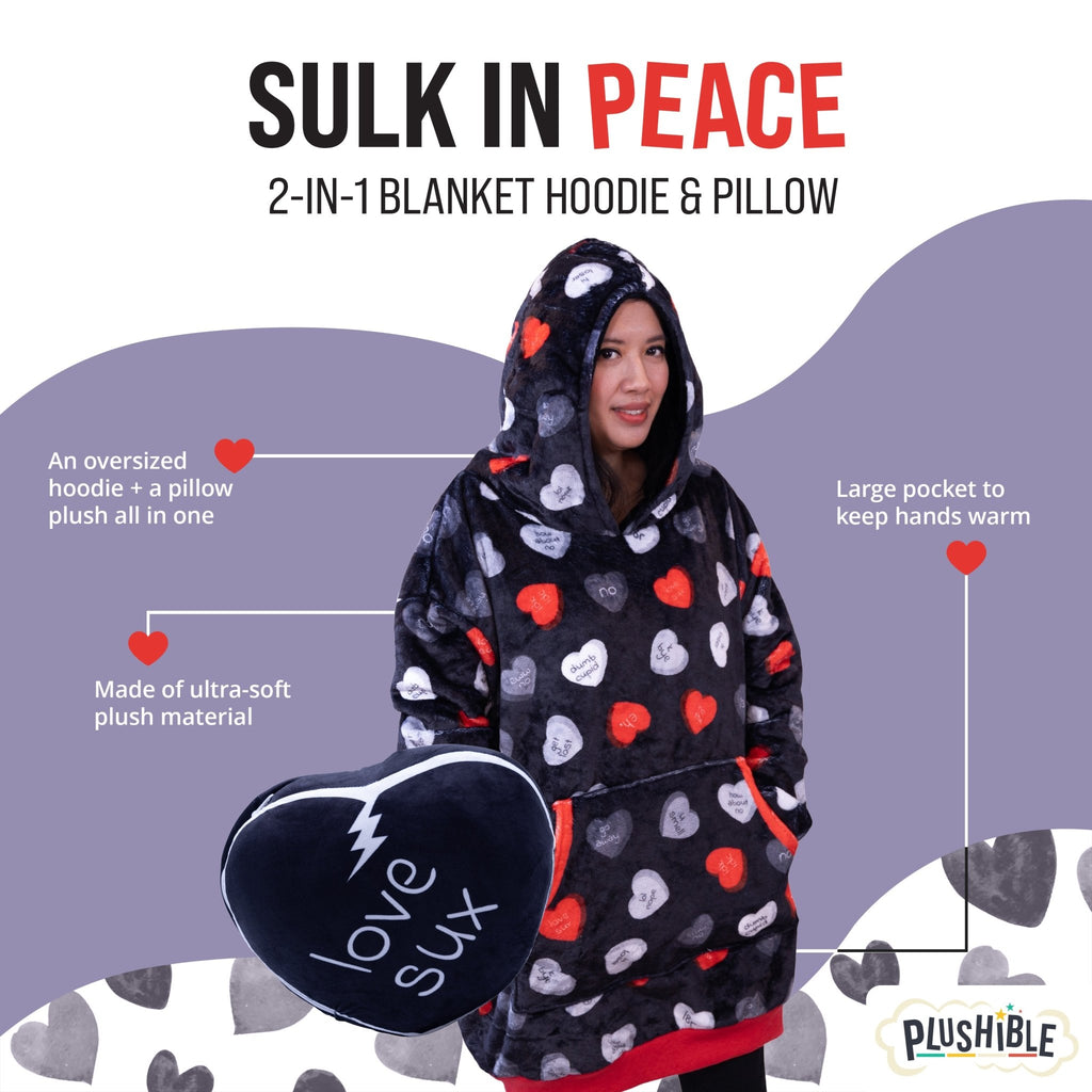 Plushible.comSnugiblesLove Sux Snugible | Blanket Hoodie & Pillow