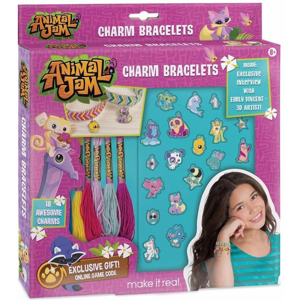 Plushible.com Make It Real - Animal Jam Charm Bracelets. DIY Animal Jam Themed Charm Bracelet Making Kit for Girls. Arts and Crafts Kit to Create Unique Tween Bracelets with Cord, Chains and Metallic Charms…