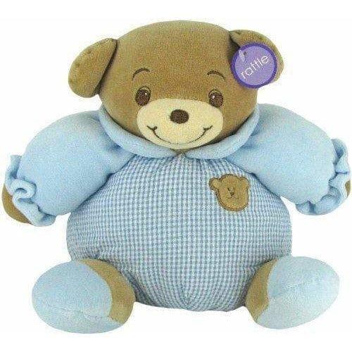 Russ Berrie Stuffed Animals "Manny" the 8in Baby Bow Rattle Plush Teddy Bear in Blue