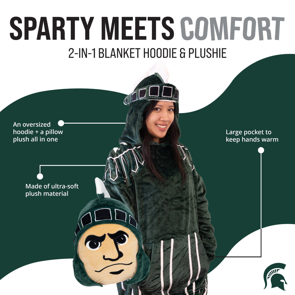 Plushible.comSnugiblesMichigan State University Sparty Snugible | Blanket Hoodie & Pillow