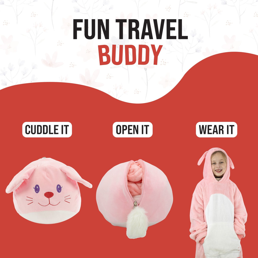 Plushible.comSnugiblesMochi Bunny Kids Snugible | Blanket Hoodie & Pillow