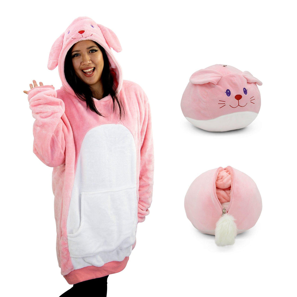 Plushible Snugibles Adult Wearable Blanket Hoodie for Juniors and Adults - Bunny