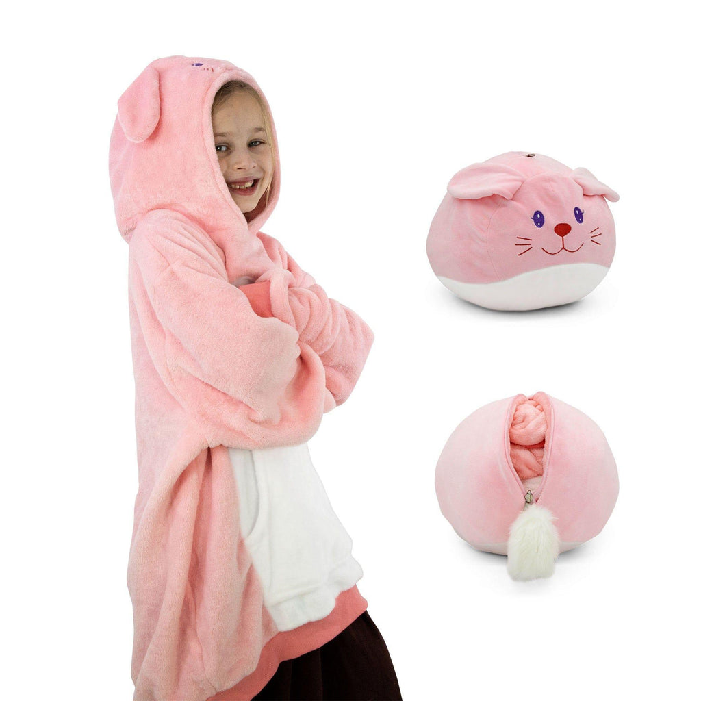 Plushible Snugibles Junior Wearable Blanket Hoodie for Juniors and Adults - Bunny
