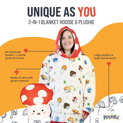 Plushible.comSnugiblesMushroom Snugible | Blanket Hoodie & Pillow