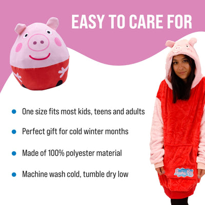 Plushible.comSnugiblesPeppa Pig Adult Snugible | Blanket Hoodie & Pillow