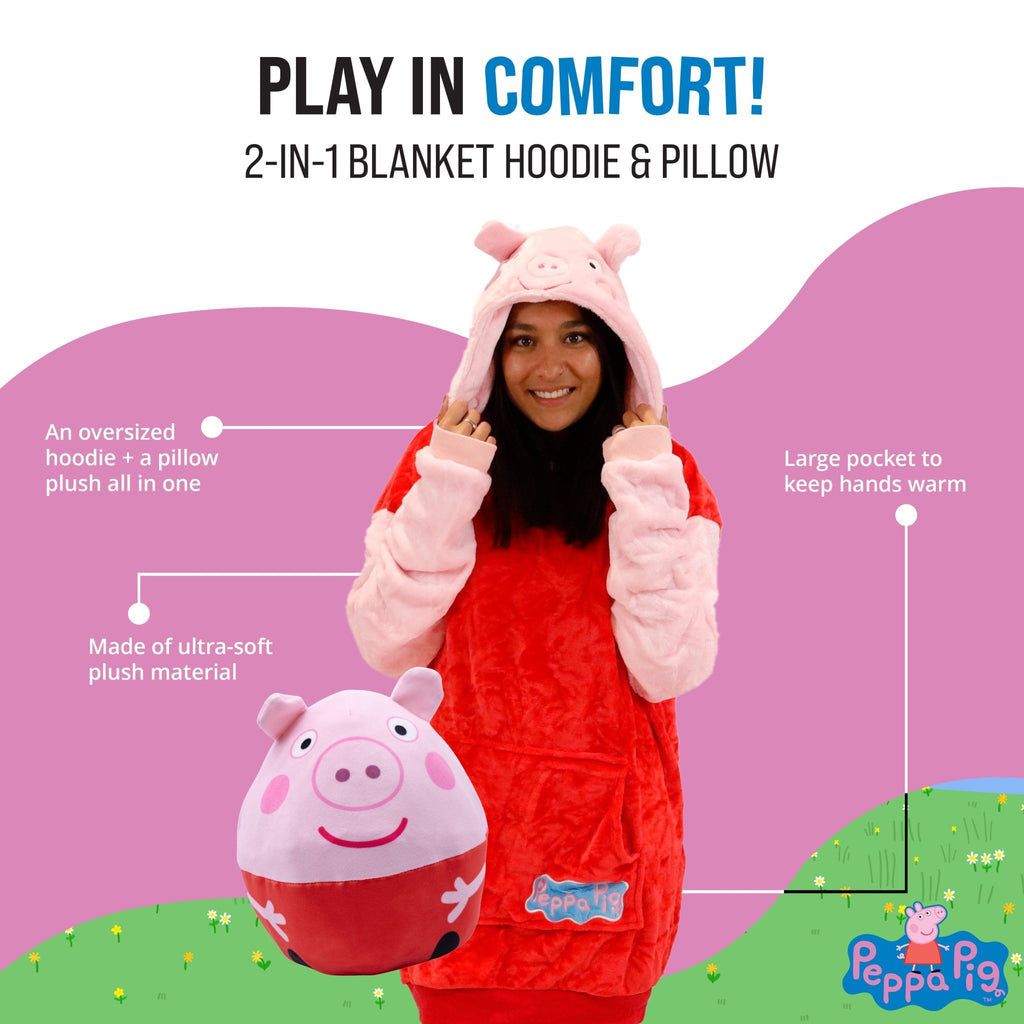 Plushible.comSnugiblesPeppa Pig Adult Snugible | Blanket Hoodie & Pillow