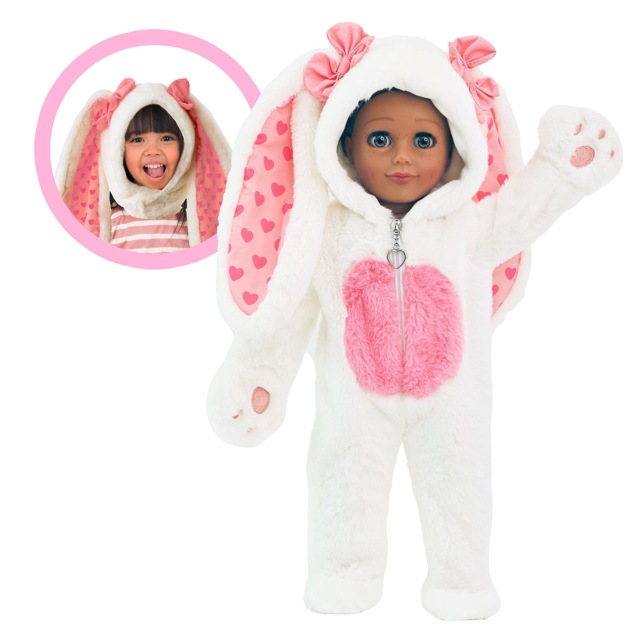 Plushible.comPlaytime by Eimmie Easter Bunny Doll Outfit Comes with Matching Child Bunny Ears