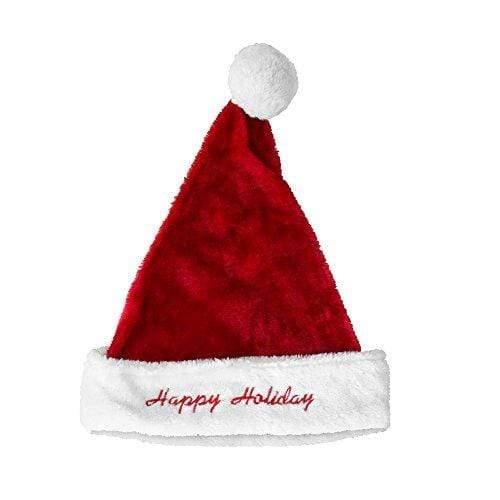 Home for the Holidays HAT Plush Santa Hat with Happy Holidays Embroider 17 inch