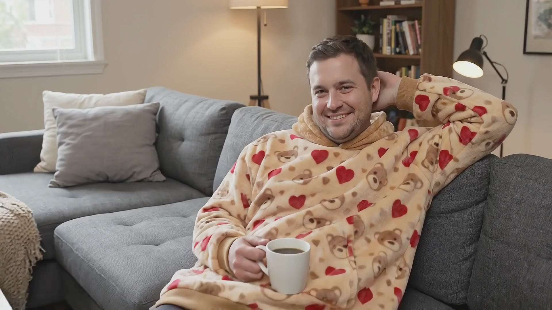 Teddy Hearts Snugible | Blanket Hoodie & Pillow