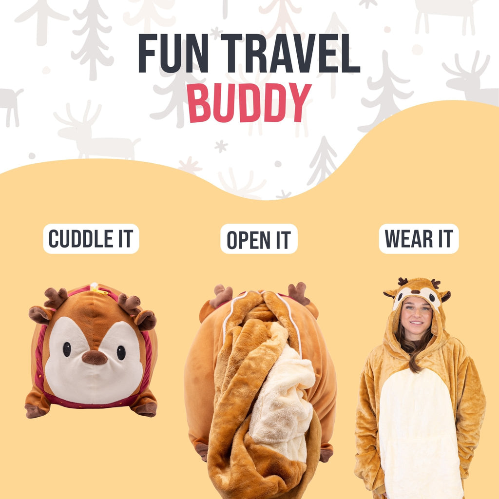 Plushible.comSnugiblesRiley the Reindeer Snugible | Blanket Hoodie & Pillow