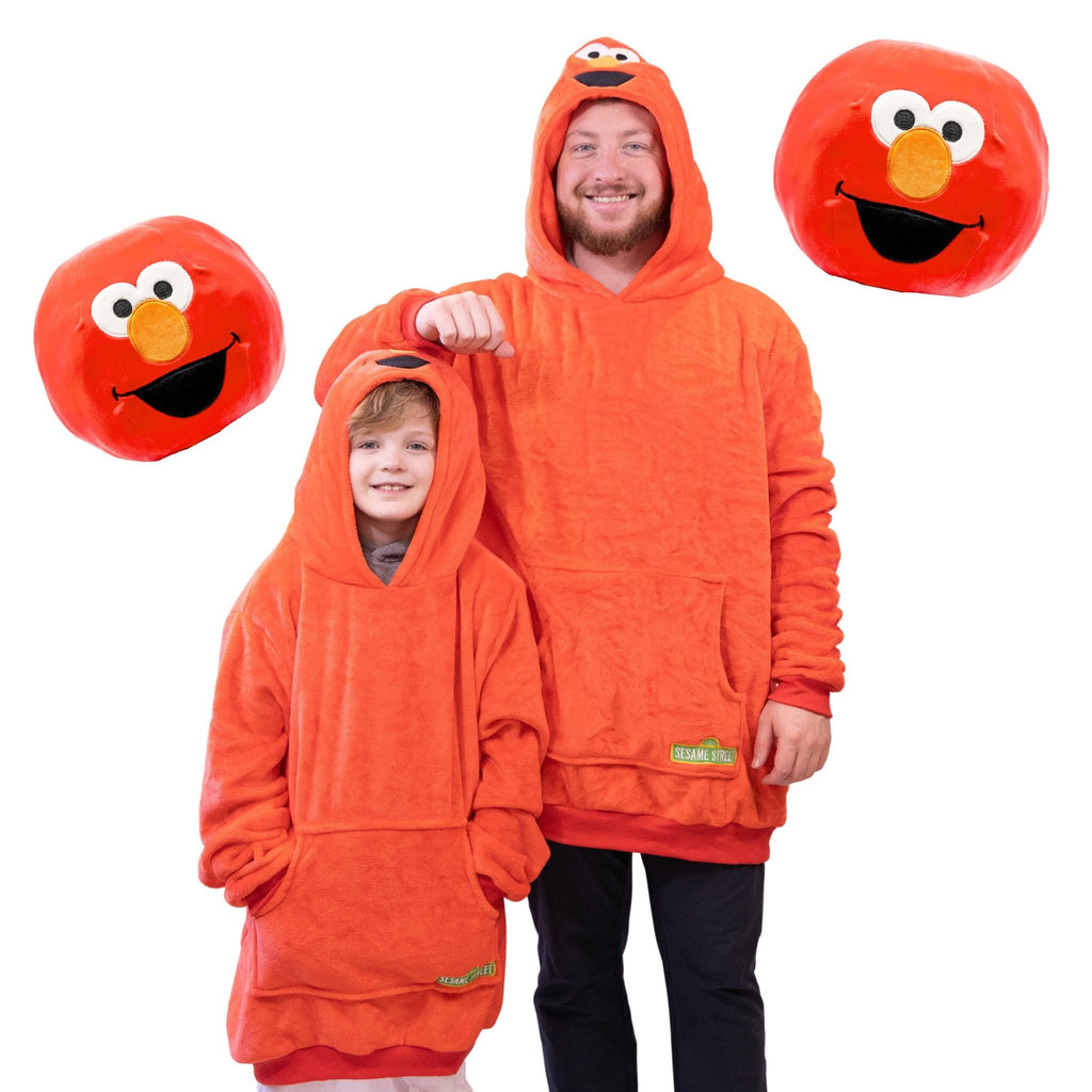 Plushible.comSesame Street Adult & Child Elmo Snugible Bundle | Blanket Hoodie & Pillow