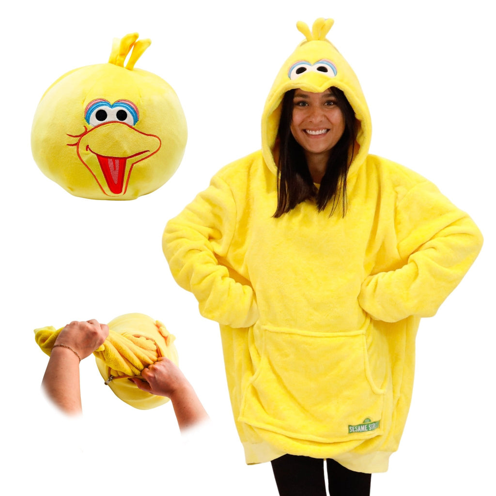 Plushible.comSnugiblesSesame Street | Big Bird Adult Snugible 2 - in - 1 Blanket Hoodie & Pillow