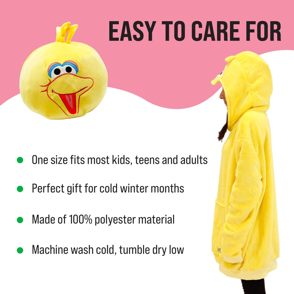 Plushible.comSnugiblesSesame Street | Big Bird Adult Snugible 2 - in - 1 Blanket Hoodie & Pillow