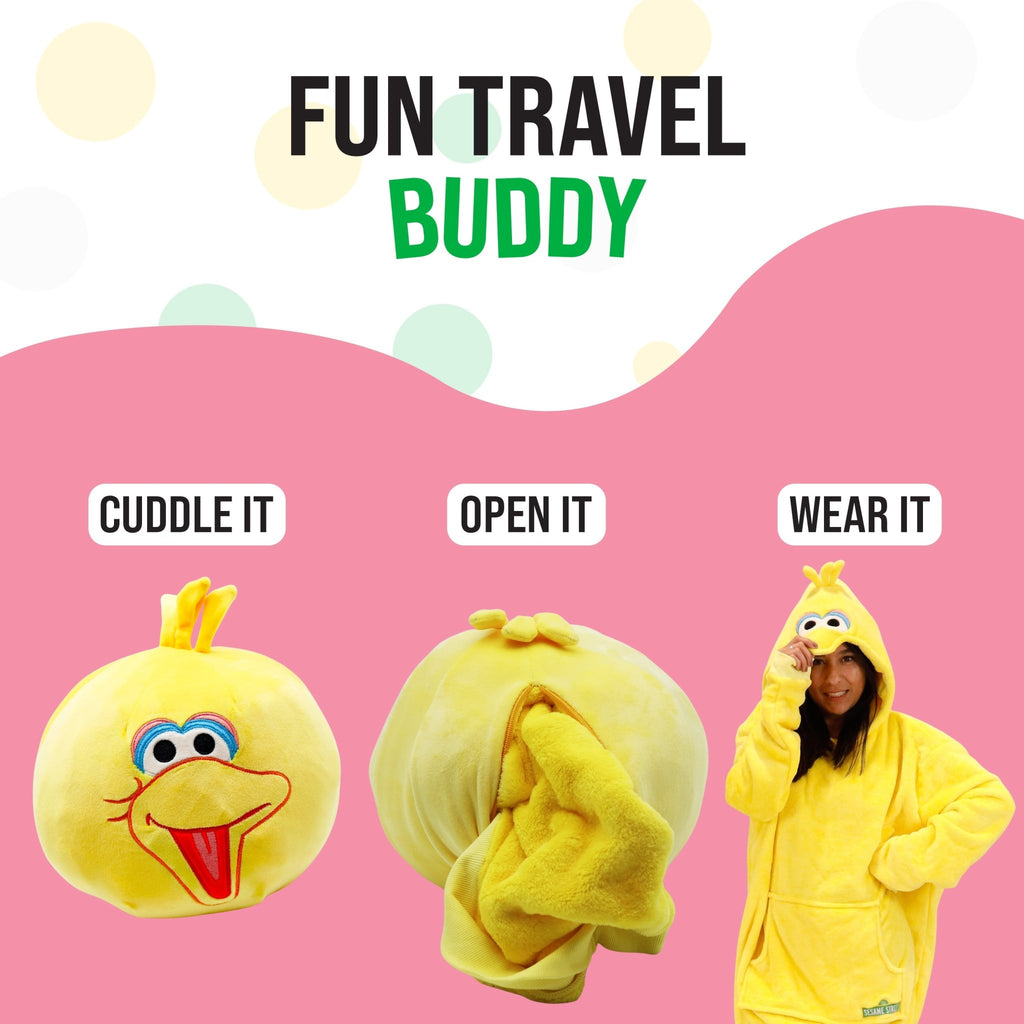 Plushible.comSnugiblesSesame Street | Big Bird Adult Snugible 2 - in - 1 Blanket Hoodie & Pillow