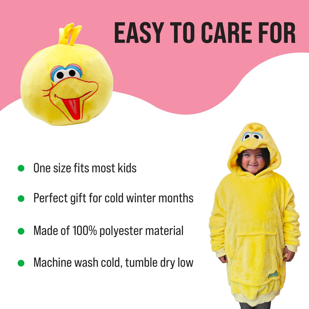 Plushible.comSnugiblesSesame Street | Big Bird Kids Snugible 2 - in - 1 Blanket Hoodie & Pillow