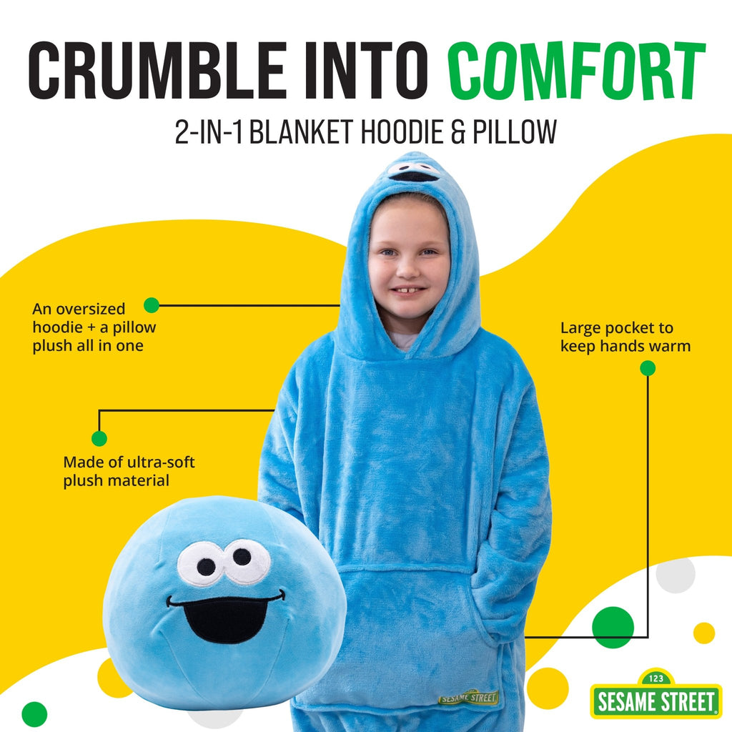 Plushible.comSnugiblesSesame Street Cookie Monster Kids Snugible | Blanket Hoodie & Pillow