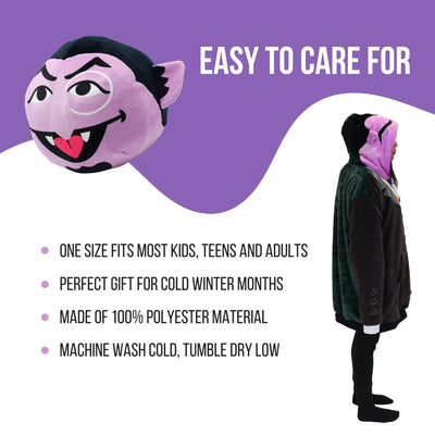 Plushible.comSnugiblesSesame Street | Count Von Count Adult Snugible 2 - in - 1 Blanket Hoodie & Pillow