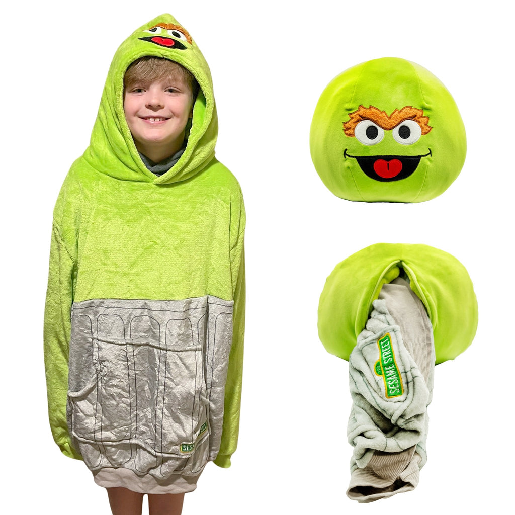 Plushible.comSnugiblesSesame Street Oscar The Grouch Kids Snugible | Blanket Hoodie & Pillow