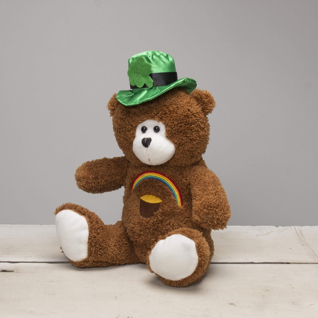 Plushible.comStuffed Animals"Shamrock" the 15in St. Patricks Day Brown Bear with Rainbow