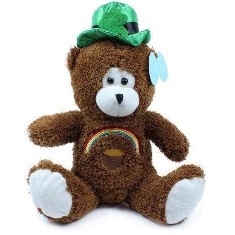 Plushible.comStuffed Animals"Shamrock" the 15in St. Patricks Day Brown Bear with Rainbow