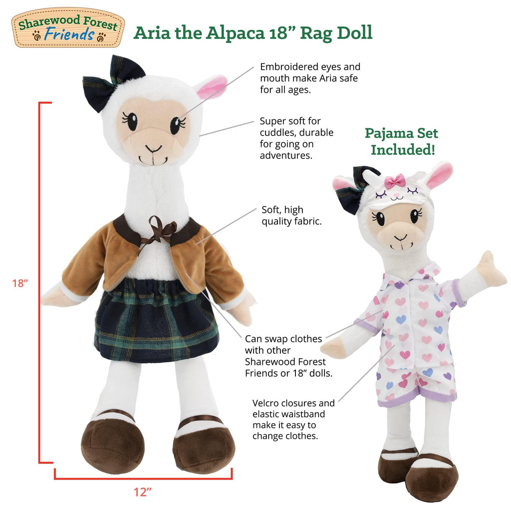 Plushible.com18 Inch Rag DollsSharewood Forest Friends 18 Inch Rag Doll Aria the Alpaca