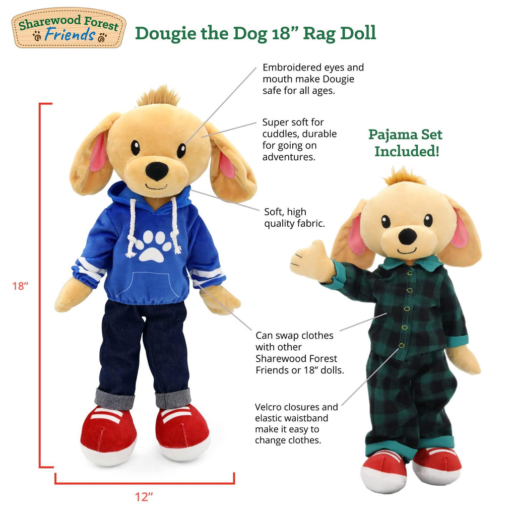 Plushible.com18 Inch Rag DollsSharewood Forest Friends 18 Inch Rag Doll Dougie the Dog