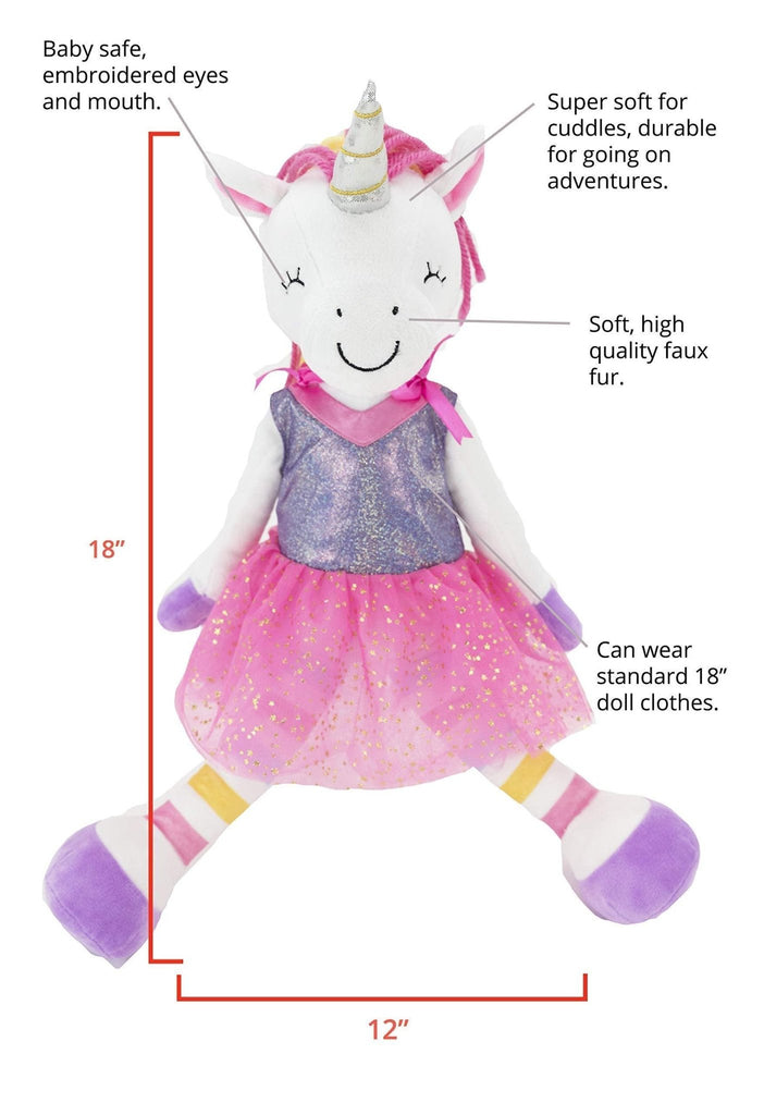 Plushible.com18 Inch Rag DollsSharewood Forest Friends 18 Inch Rag Doll Piper the Unicorn