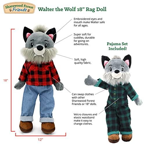 Sharewood Forest Friends 18 Inch Rag Doll Walter the Wolf - Plushible.com