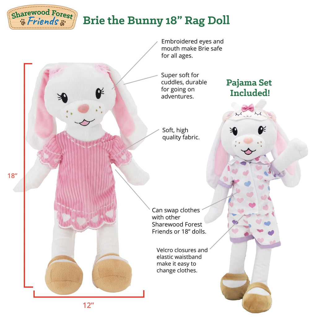 Sharewood Friends 18 Inch Rag Doll Brie the Bunny - Plushible.com