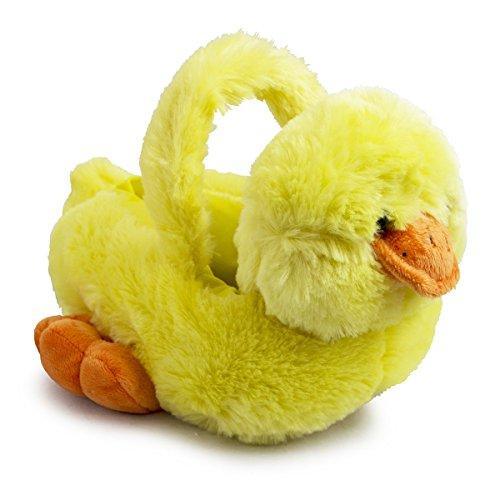 soft fuzzy yellow basket shaped like small duck