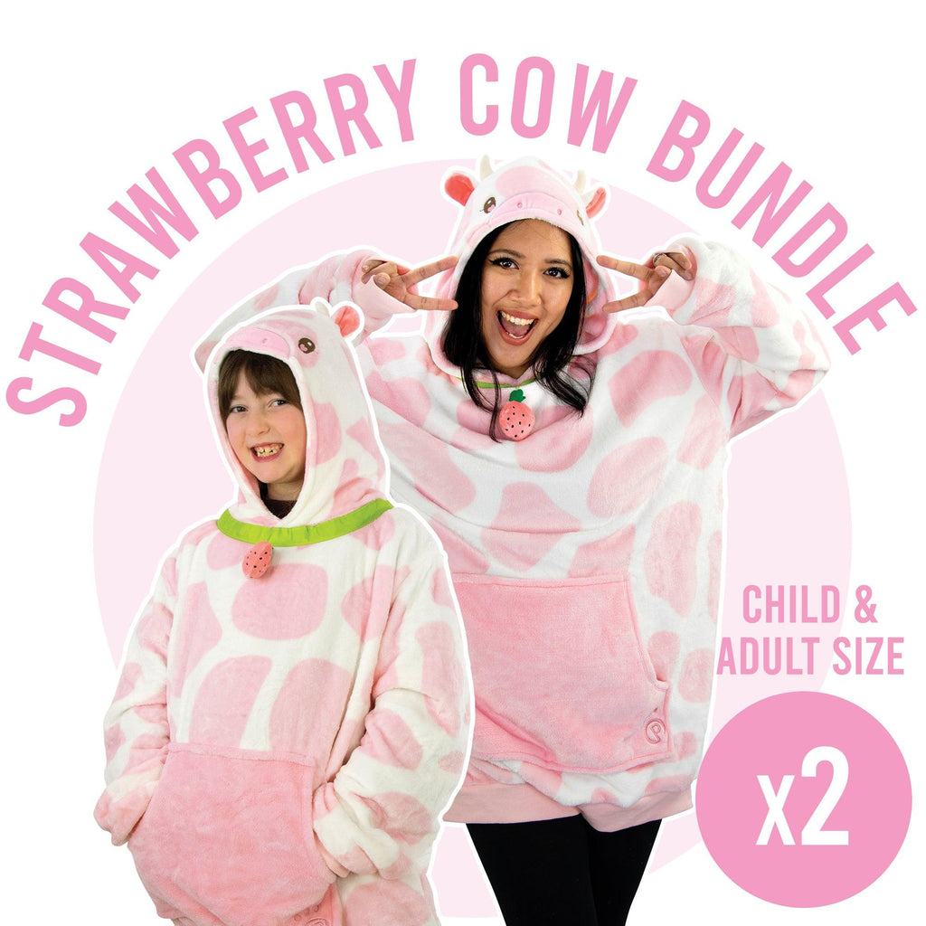 Plushible.comSnugiblesStrawberry Cow Snugible Bundle | Blanket Hoodie & Pillow