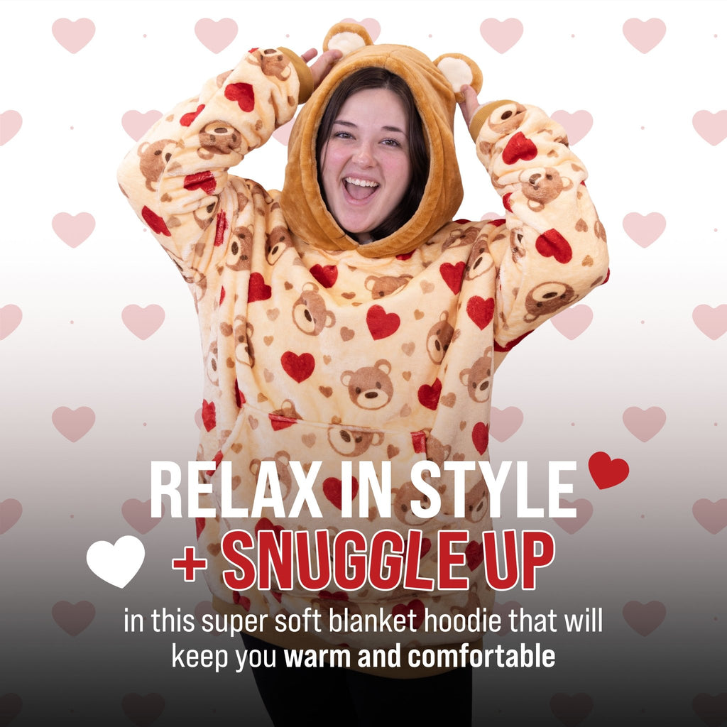 Plushible.comSnugiblesTeddy Hearts Snugible | Blanket Hoodie & Pillow