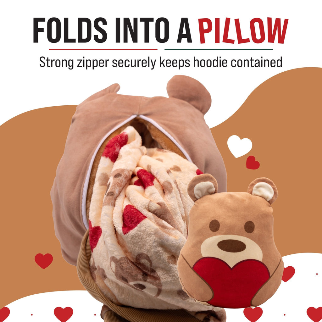 Plushible.comSnugiblesTeddy Hearts Snugible | Blanket Hoodie & Pillow