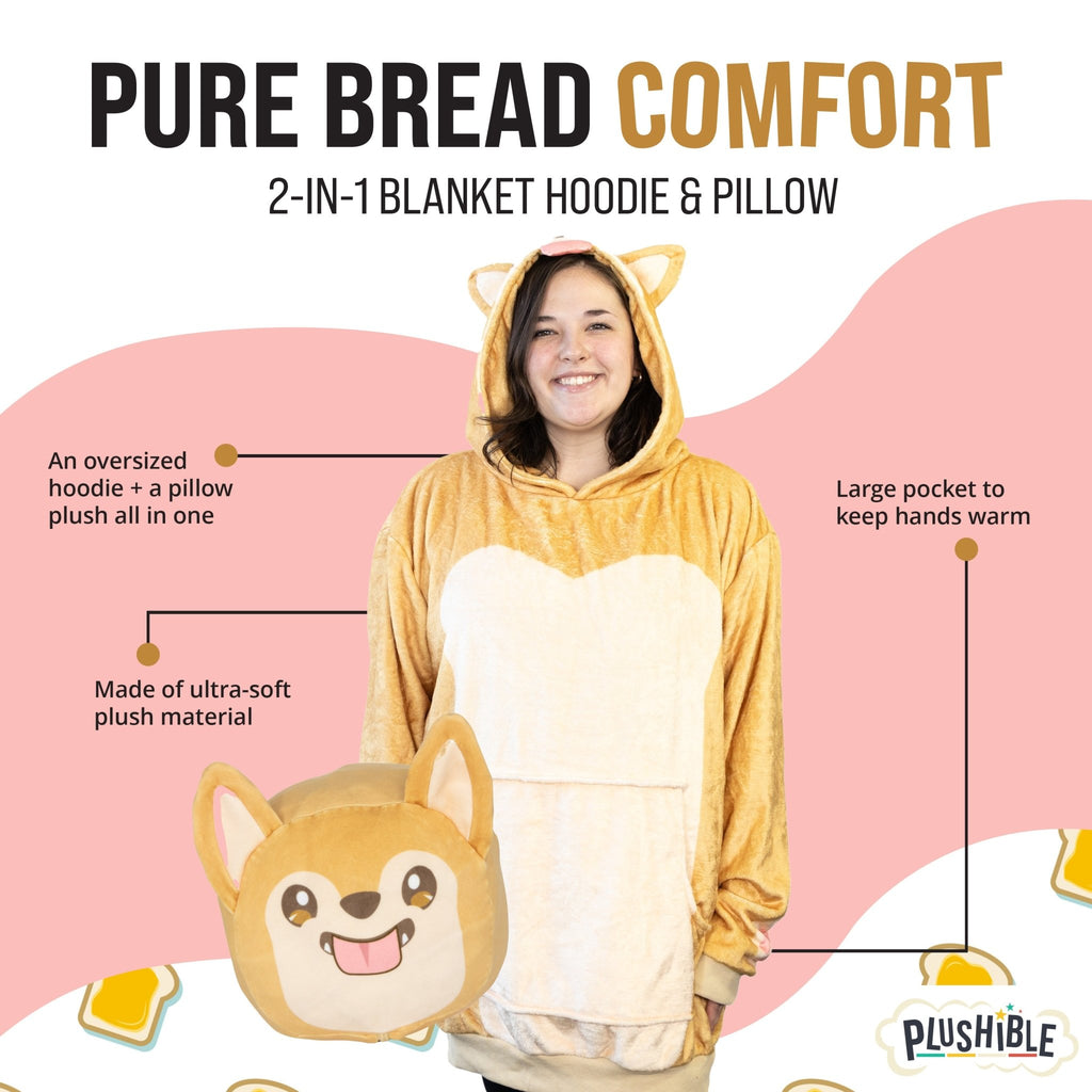 Plushible.comSnugiblesToast the Corgi Bread Snugible | Blanket Hoodie & Pillow