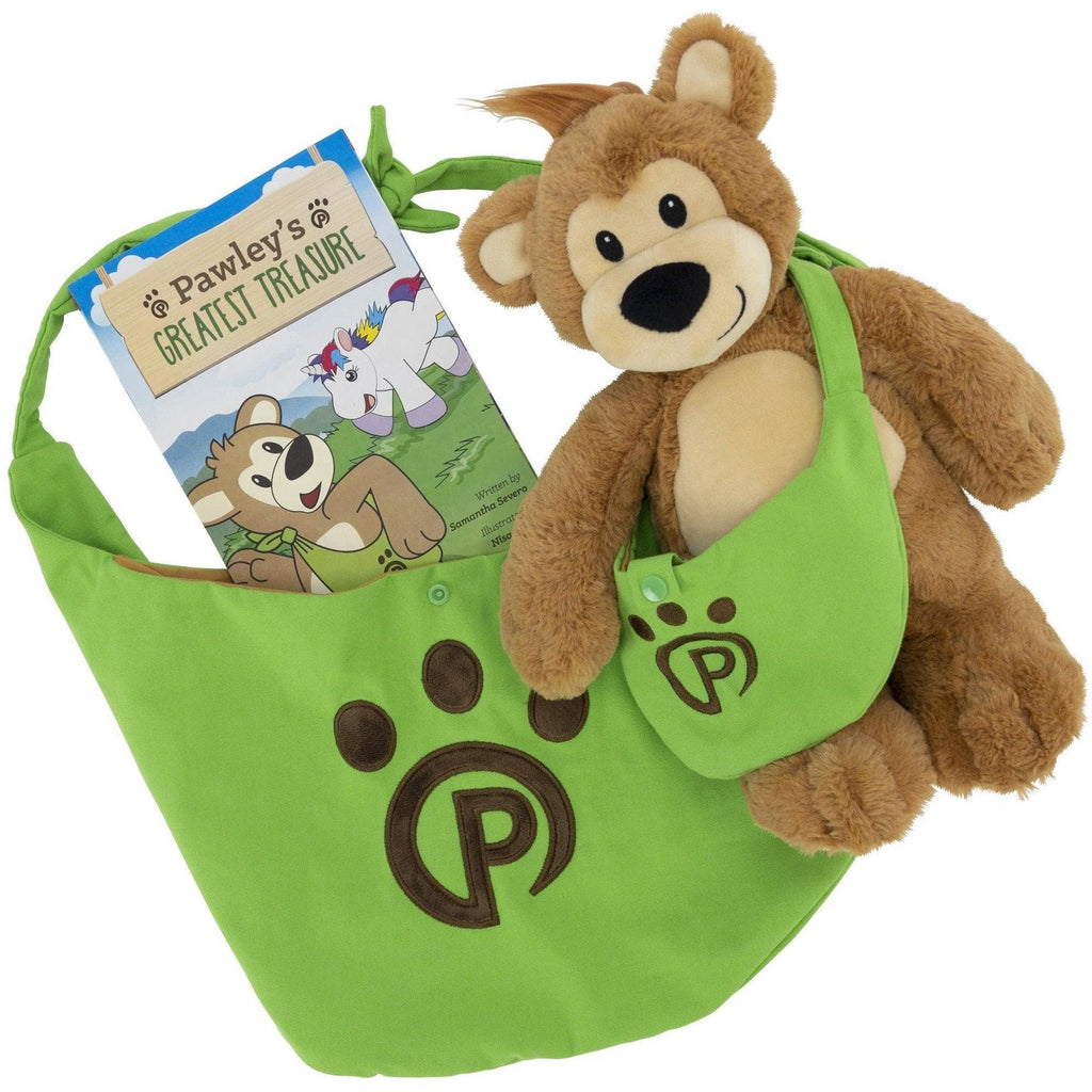 Plushible.com Pawley Bear w/ Storybook and Adventure Bag