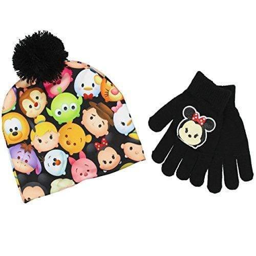 Disney BACKPACK Tsum Tsum Youth Beanie Hat and Gloves Set (One Size, Minnie Black)