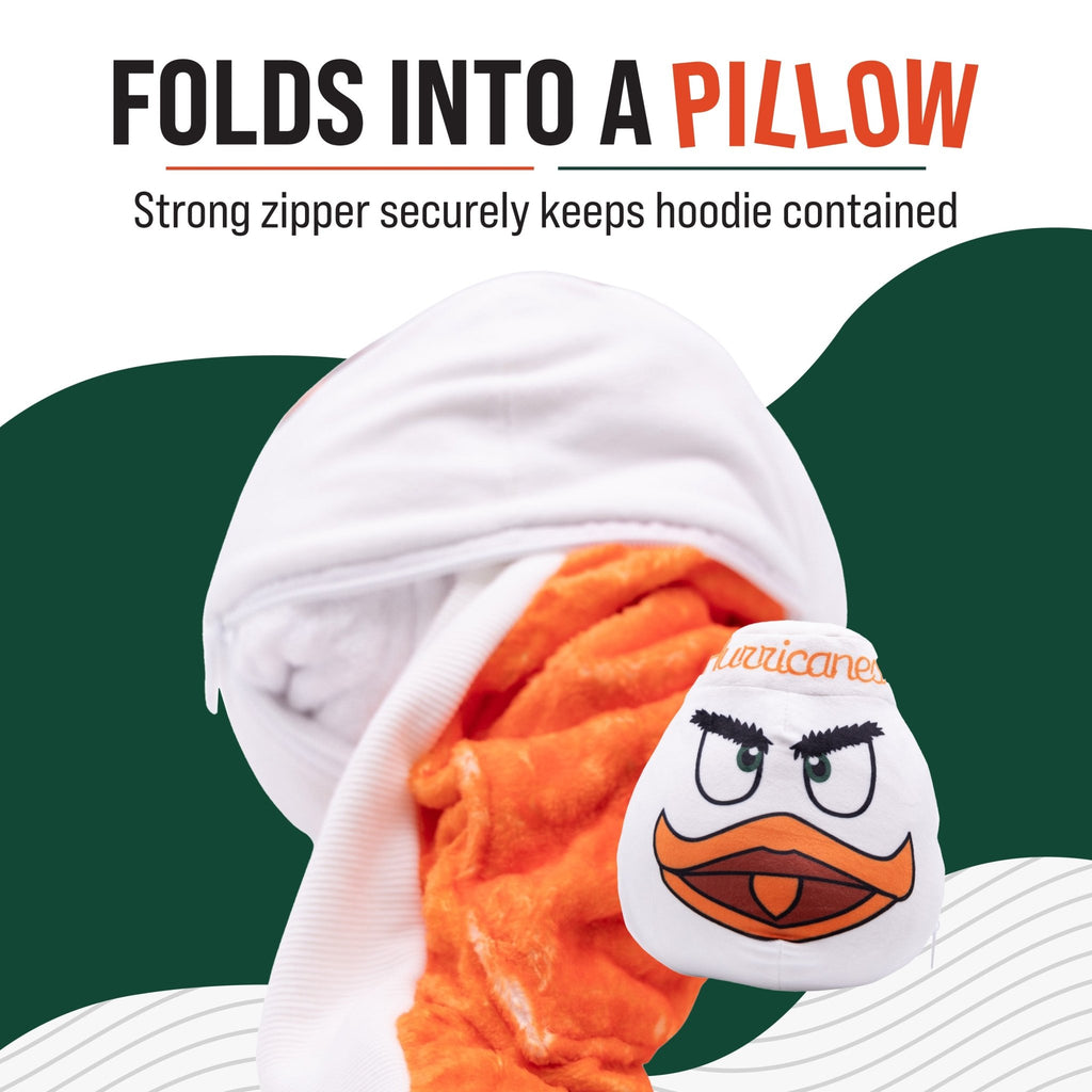 Plushible.comSnugiblesUniversity of Miami Sebastian Snugible | Blanket Hoodie & Pillow