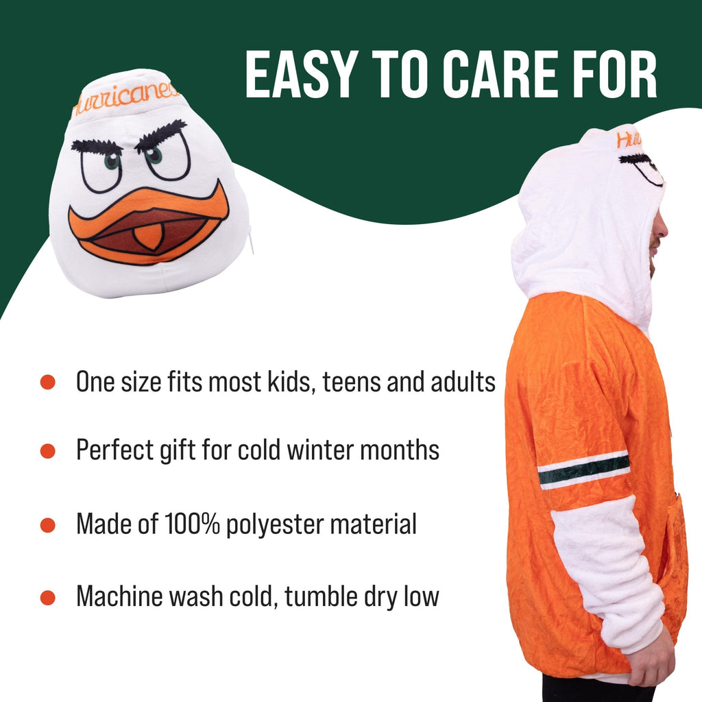 Plushible.comSnugiblesUniversity of Miami Sebastian Snugible | Blanket Hoodie & Pillow