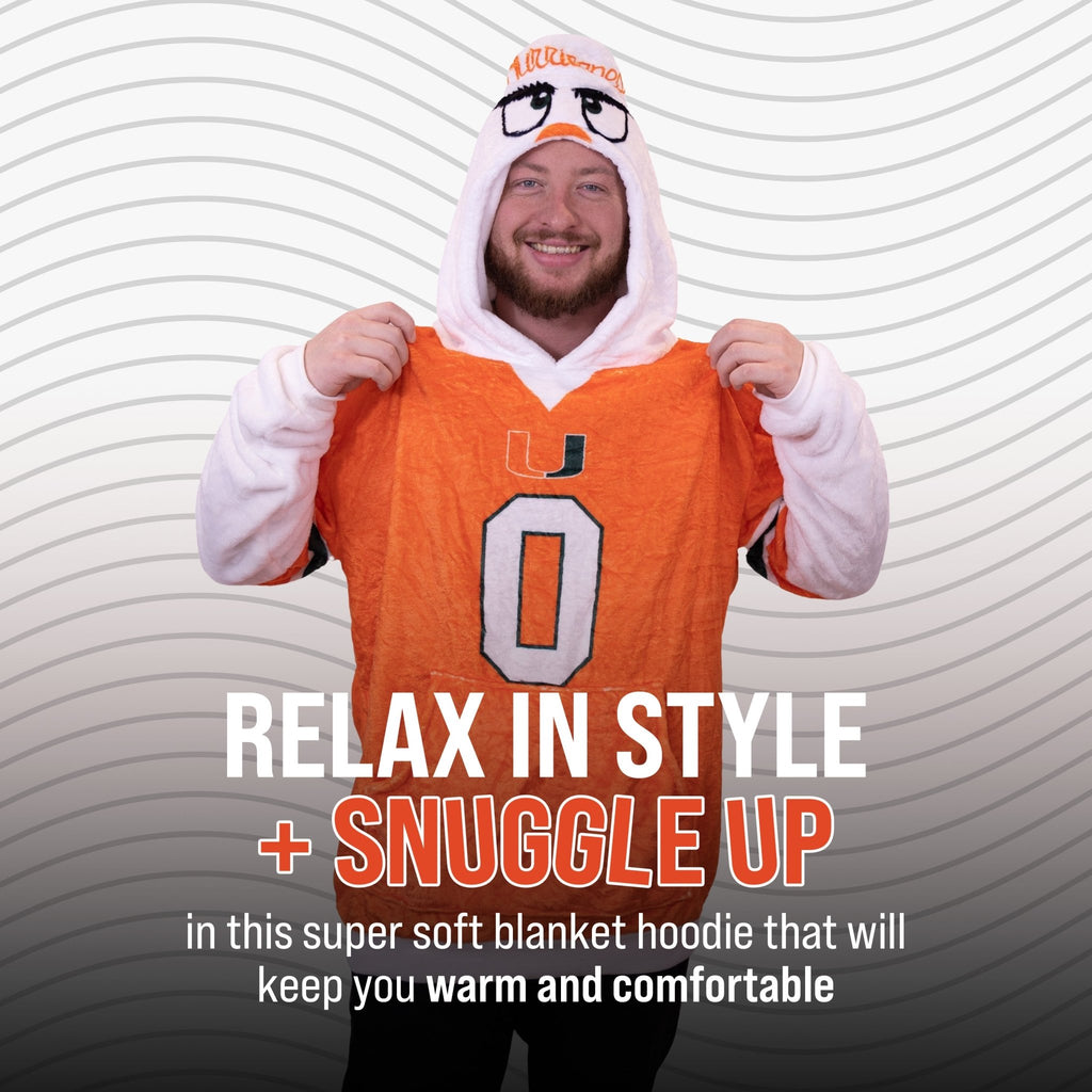 Plushible.comSnugiblesUniversity of Miami Sebastian Snugible | Blanket Hoodie & Pillow