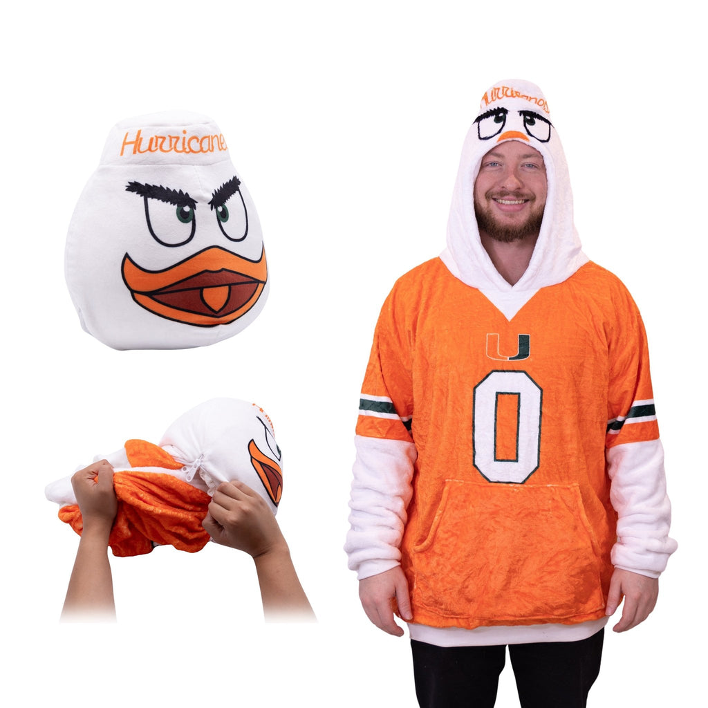 Plushible.comSnugiblesUniversity of Miami Sebastian Snugible | Blanket Hoodie & Pillow