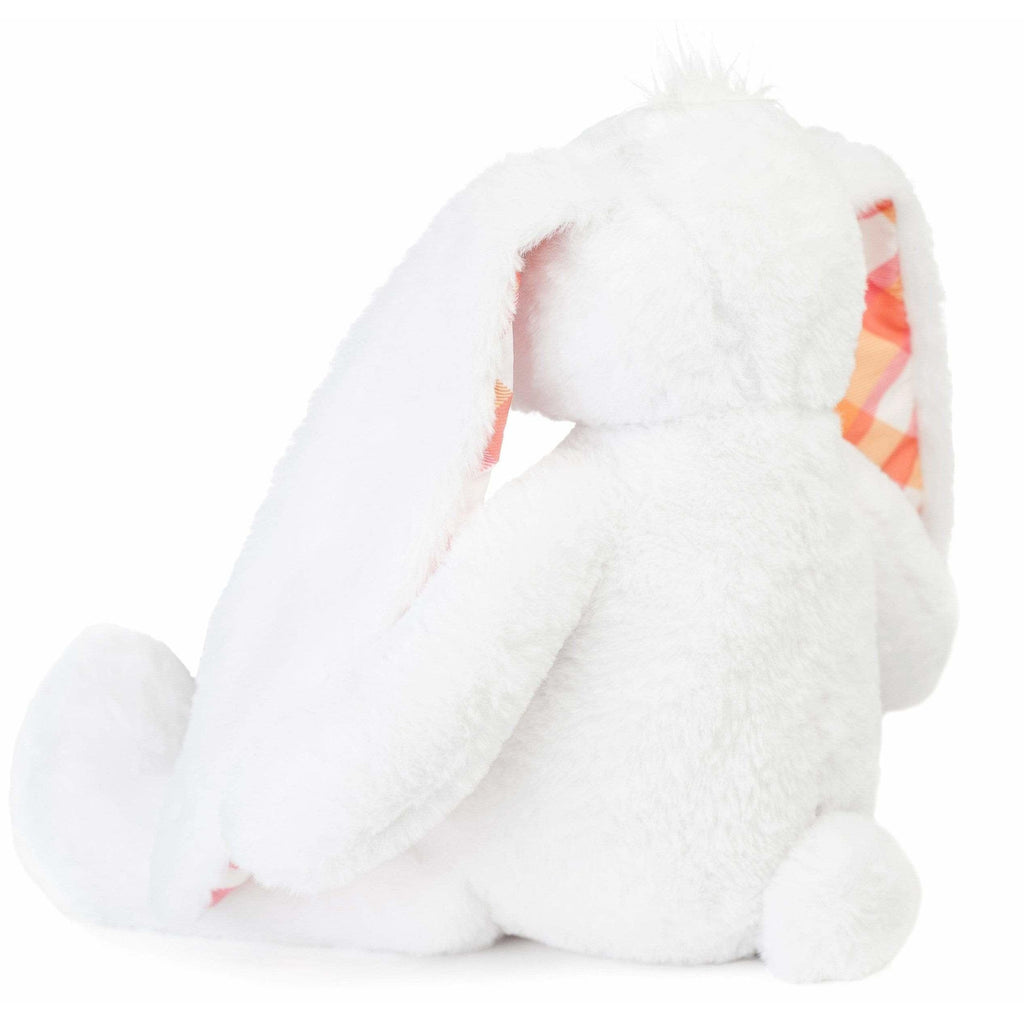 back of white stuffed animal rabbit